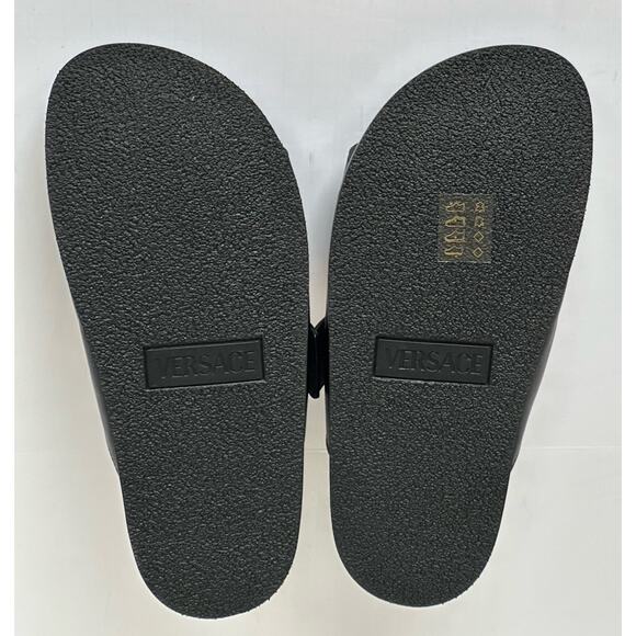 Versace Medusa Black Leather Slides Sandals 9 US (42 Euro) 1020767 NIB $700 - Picture 13 of 16